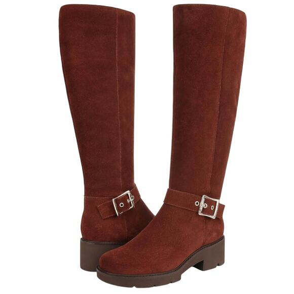 Naturalizer Womens Darry Tall Boots US 9 WIDE EU 40 Brown Water-Repellent NWOB - Picture 1 of 11